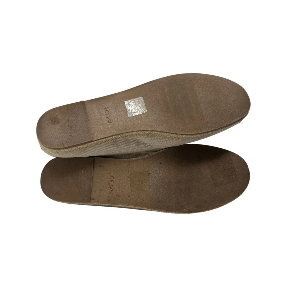 J.Crew Flats Shoes Women's Size 11 Beige Canvas Palm Tree Coconut Espadrille